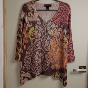 Peck & Peck Open Knit Hanky Hem Sweater (E02)